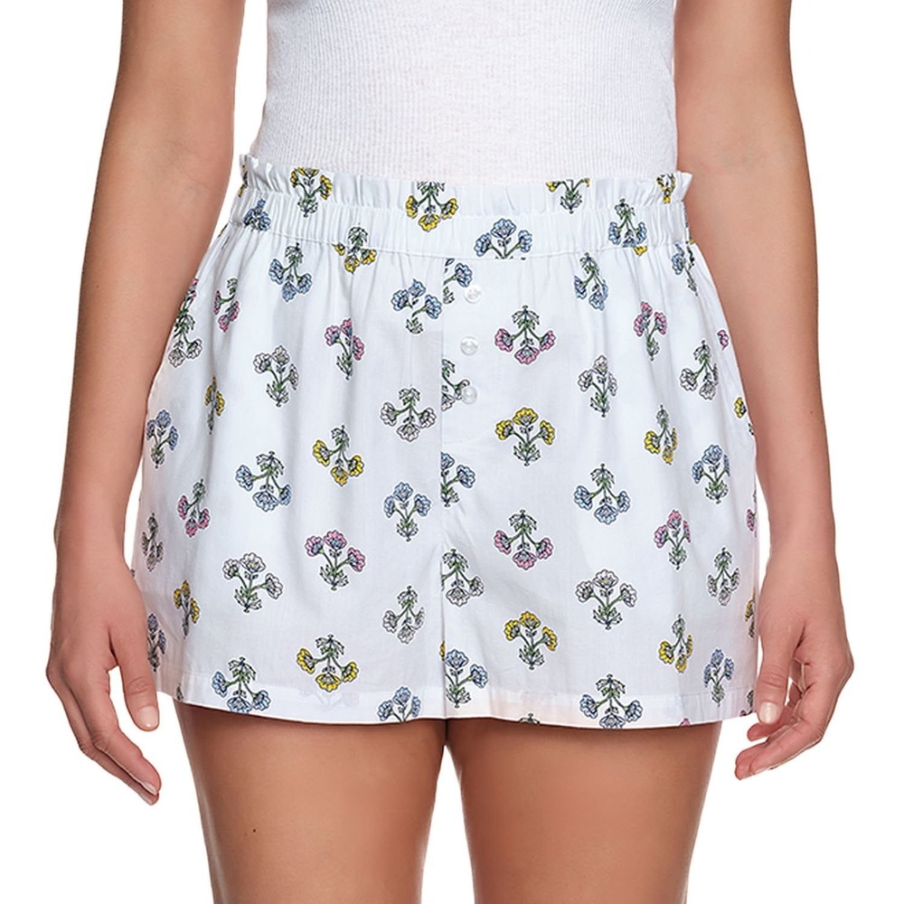 Loft Floral Boxer Shorts Women Sleep XL White Loungewear Summer Cottagecore
